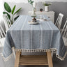 Nordic Christmas Table Cloth Hollow Tassel Table Cloth Solid Color Long Stripe Jacquard Table Cloth Tea Table Mat Cotton Linen Julia M Home & Kitchen