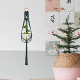 Green Hanging Basket Green Plant Wall Hanging Flower Pot Bohemian Hand-Woven Net Pocket Flower Pot Balcony Decoration