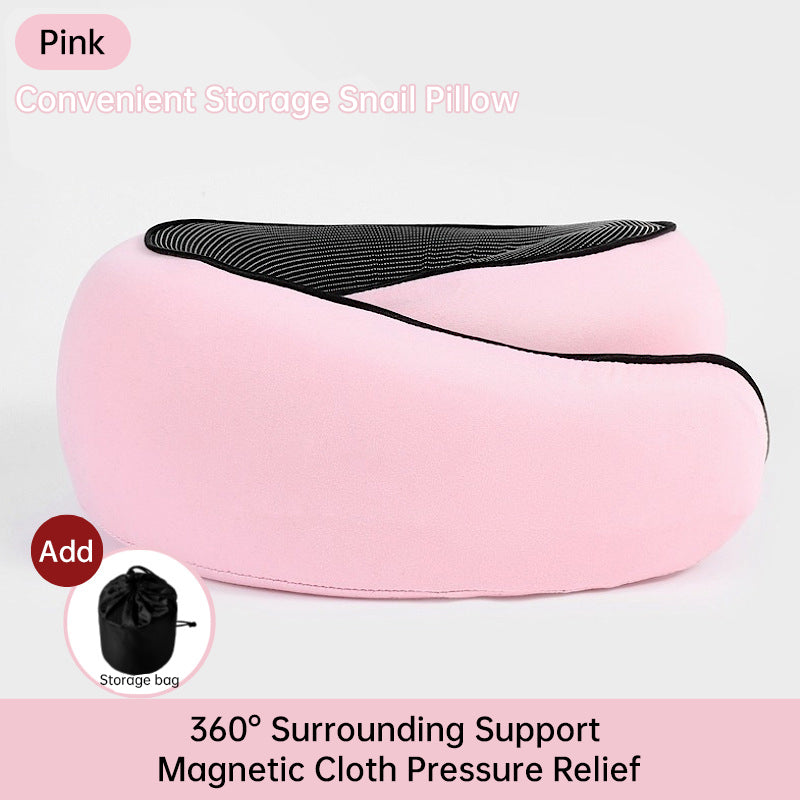 Travel Neck Pillow Memory Foam U-shaped Pillow Snail Style Travel Neck Support Portable Adjustable Soft Noon Break Sleep Pillows - Julia M LifeStyles