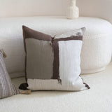 Light-luxury Brown-toned Piping Cushion Patchwork Lumbar Pillowcase