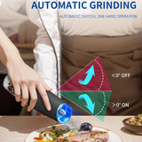 [Electric Salt Grinder] Electric Salt And Pepper Grinder Set, 110ml, 6 Adjustable Coarseness, LED, Automatic, Black And Silver, 1/2 Packs Julia M LifeStyles