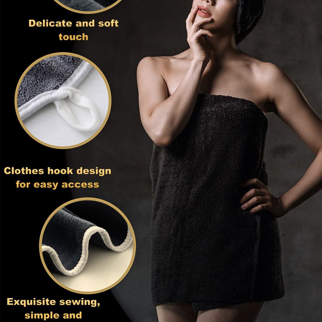 3 Pieces Egyptian Cotton Towels Set - Large Size Bath Sheets
