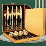 410 Royal Court European Stainless Steel 24-Piece Tableware Set in Wooden Box