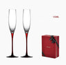 Champagne Crystal Glass Set in Red-Stem Elegant Gift Box