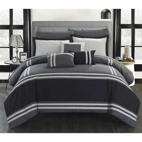 10 Piece Comforter Bedding with Sheet Set and Decorative Pillows Shams, Queen or King 10 Piece Comforter Bedding with Sheet Set and Decorative Pillows Shams, Queen or King 1005006467760340-Grey-Queen-United States 148