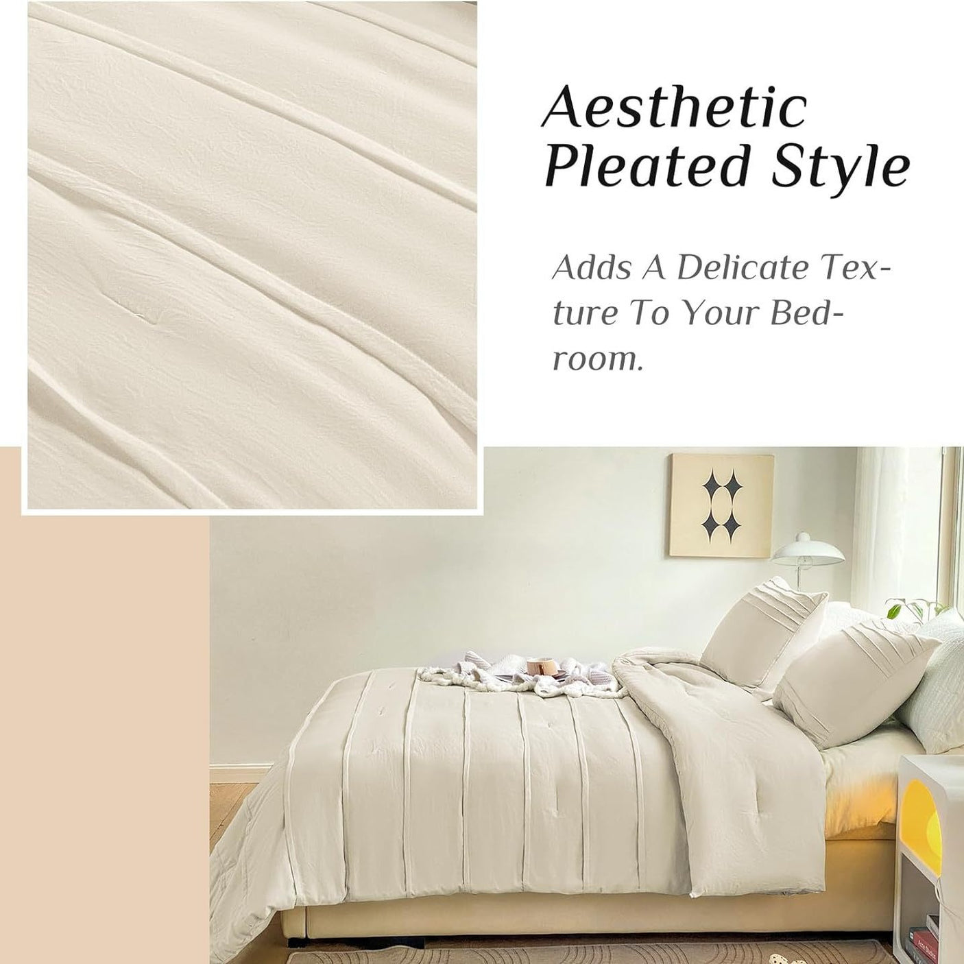 Light Beige Pleated Foreign Trade Quilt Three-piece Suit