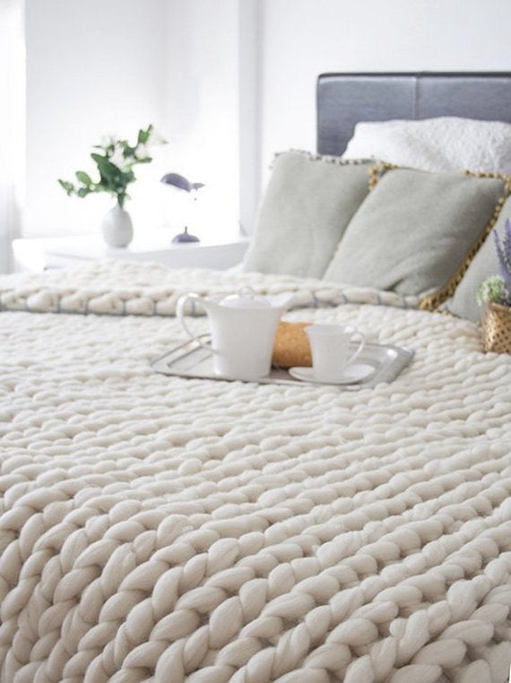 Nordic Thick Wool Hand-Woven Luxury Blanket Julia M Home & Kitchen