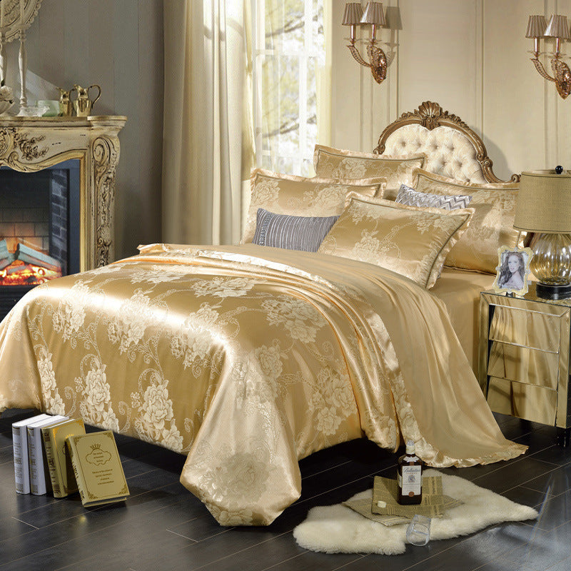 Luxurious 4-Piece Cotton Lace & Floral Bedding Set