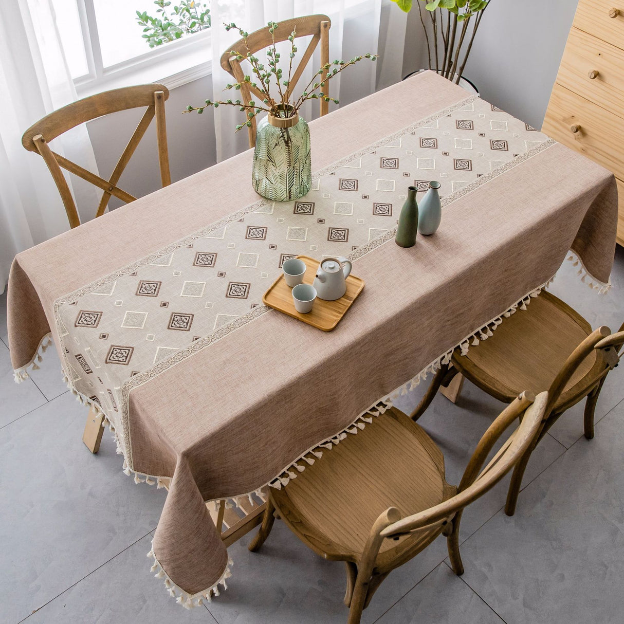 Linen Ethnic Style Linen Washable Tablecloth Pastoral Style Tablecloth Rectangular Table Flag Table Mat Tea Table Tablecloth