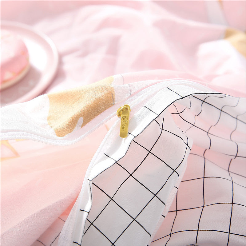 Luxury Cotton Twill Four-Piece Bedding Set with Reactive Print