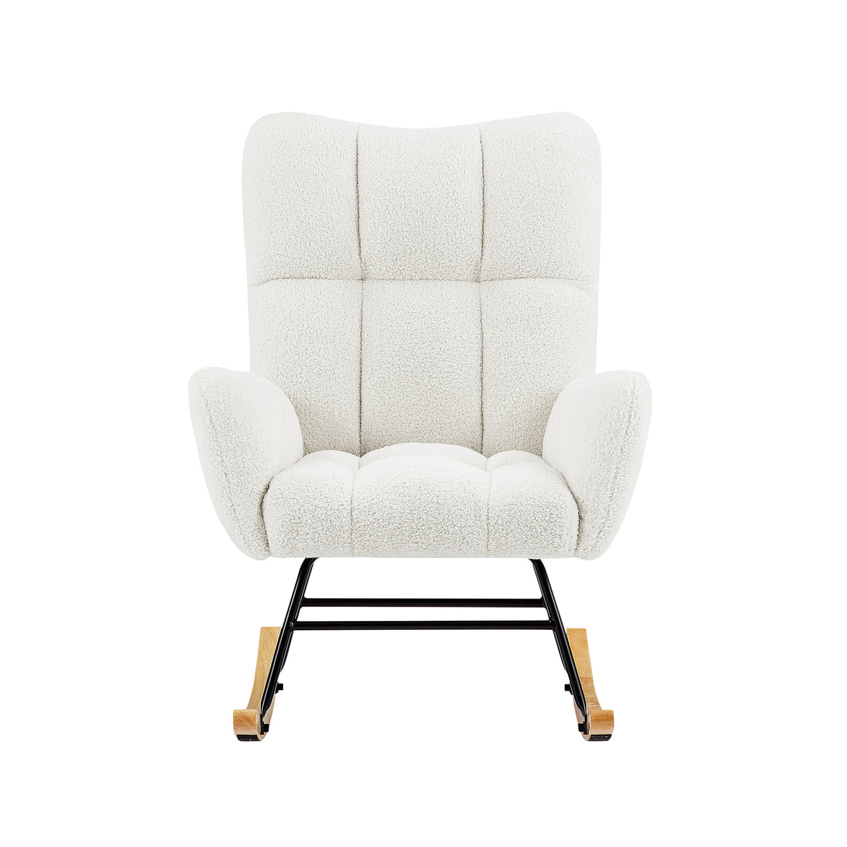 off white teddy fabric rocking chair