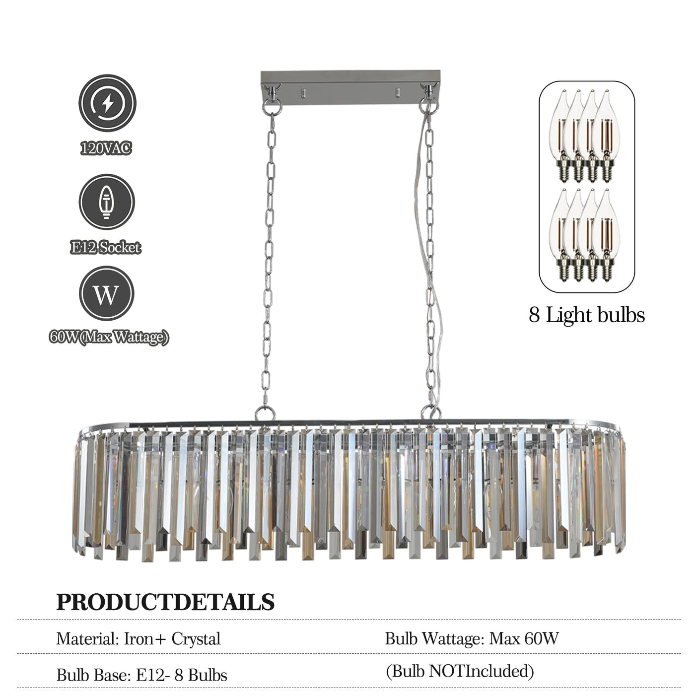 Modern Oval Crystal ceiling chandelier Luxury Home Decor Light Fixture Julia M Home & Kitchen