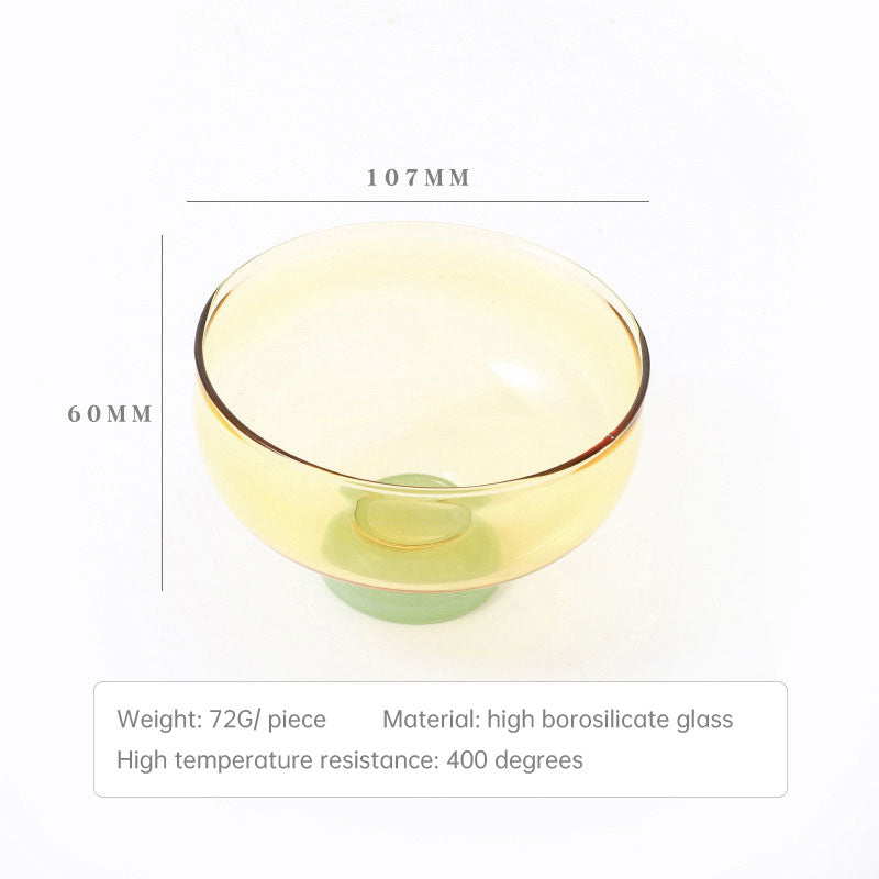 Colored Glass Bowl, Fruit Salad Bowl, Soup Bowl, Tableware, Household Heat-Resistant Transparent Rice Bowl, Spoon Set