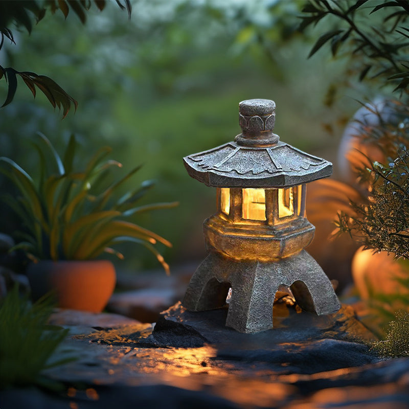 Solar-Powered Zen Garden Decor: Pagoda Lanterns & Statues eprolo