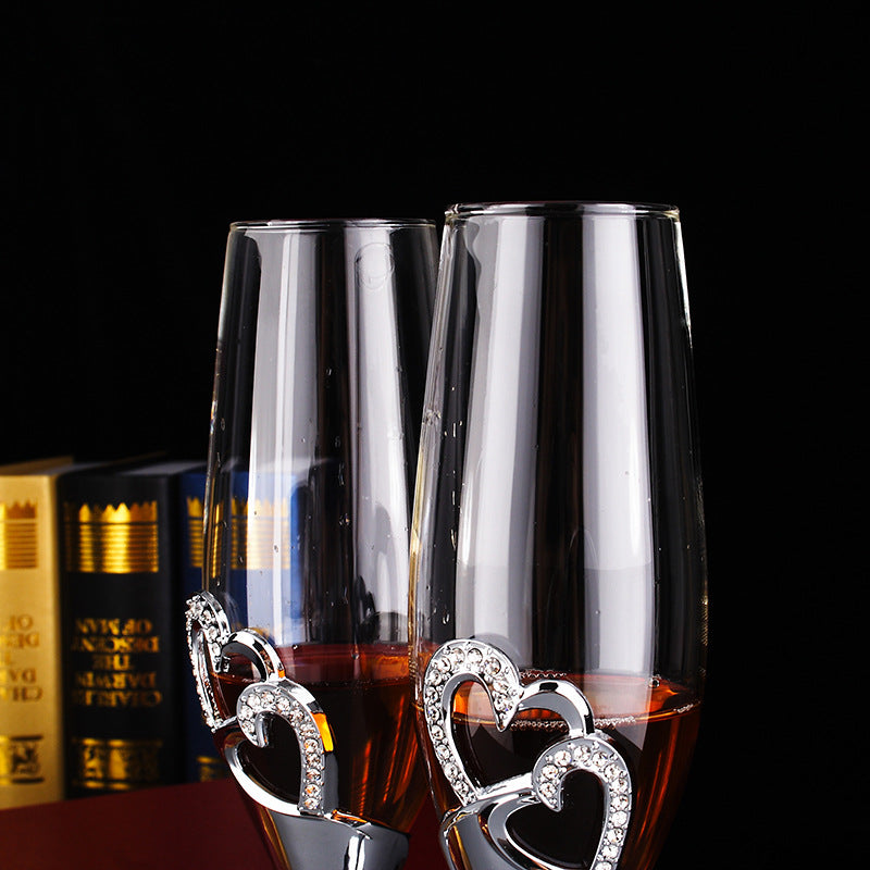 1 Pair Crystal Wedding Toasting Champagne Cups Flutes Glasses Cup Wedding Party Marriage Decoration Bar Tool Julia M Home & Kitchen