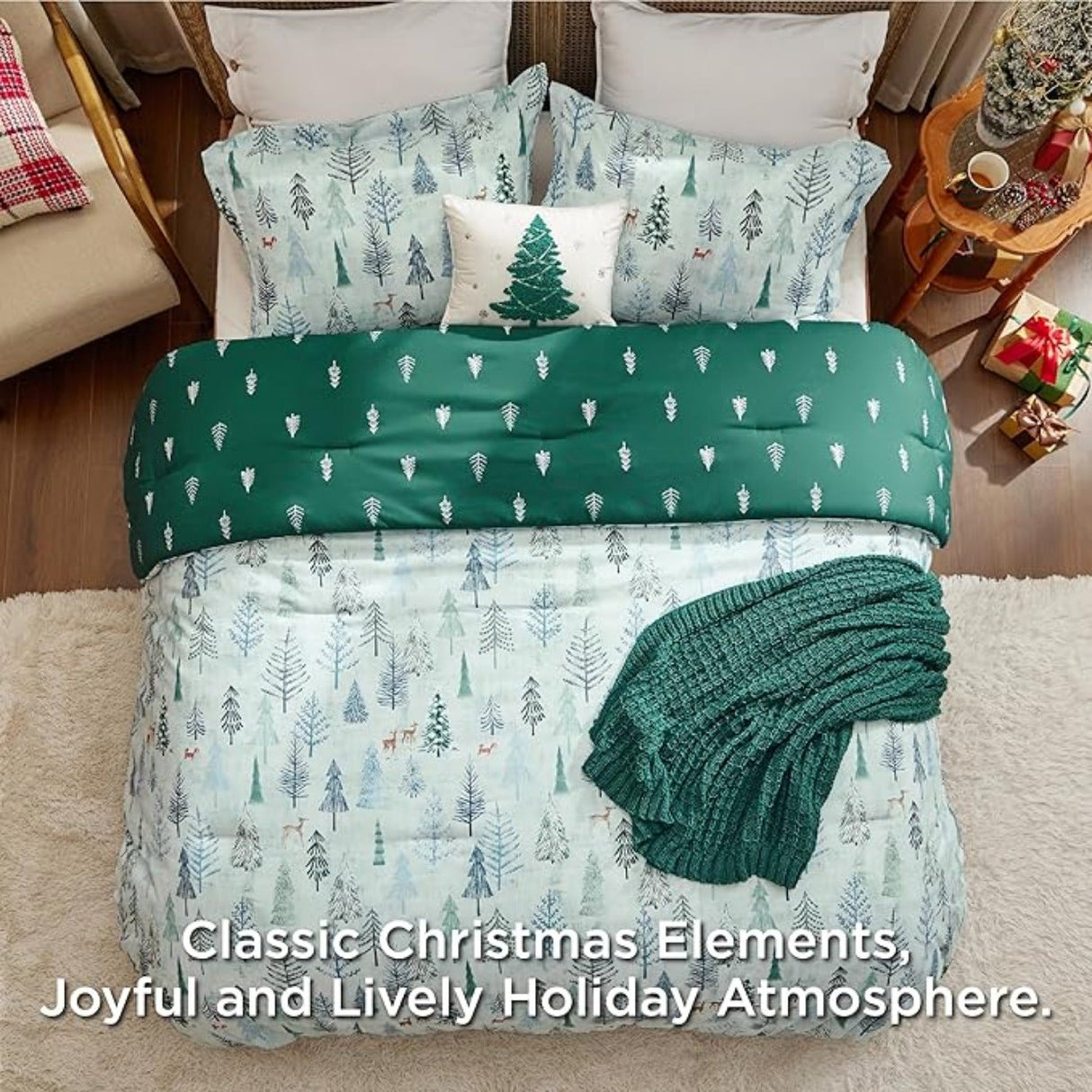 Bedsure 5-Piece Festive Fluffy Christmas red Comforter Set Julia M LifeStyles