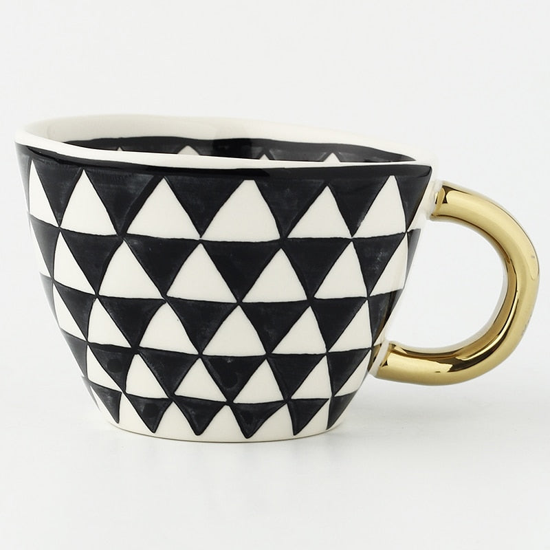 Motif Gold-Handle Ceramic Mug, 350 mL