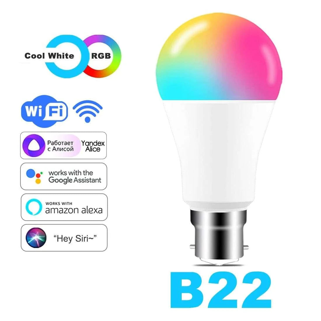15W WiFi Smart Light Bulb - Voice-Controlled 15W WiFi Smart Light Bulb - Voice-Controlled 2255799997998061-E27 RGB CW-China-light bulb x 1 pcs Light Bulbs 31