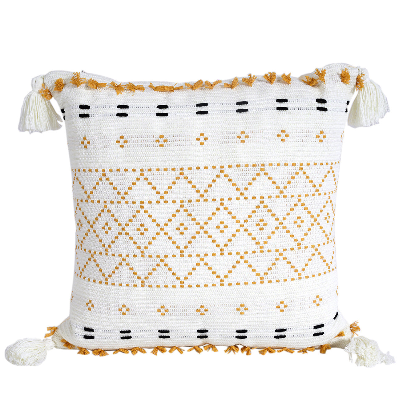 Nordic Geometric Tassel Cotton Plush Pillow Cover