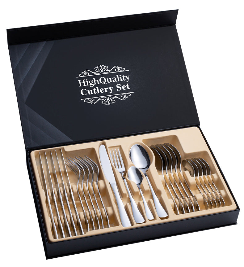 Premium 24-Piece Stainless Steel Cutlery Set in Elegant Gift Box