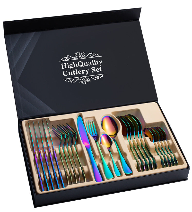 Premium 24-Piece Stainless Steel Cutlery Set in Elegant Gift Box