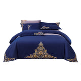 Blue Embroidered Cotton Matte 4-piece Set Julia M Home & Kitchen