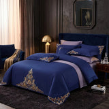 Blue Embroidered Cotton Matte 4-piece Set Julia M Home & Kitchen
