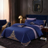 Blue Embroidered Cotton Matte 4-piece Set Julia M Home & Kitchen