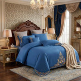 Blue Embroidered Cotton Matte 4-piece Set Julia M Home & Kitchen
