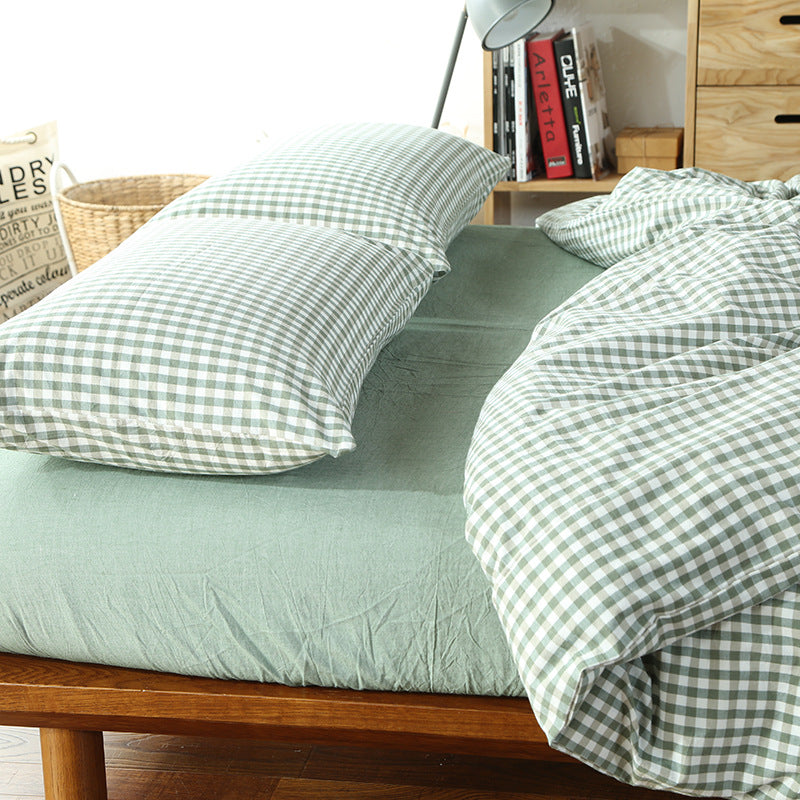 Washed Cotton Four-piece bedding Checked set