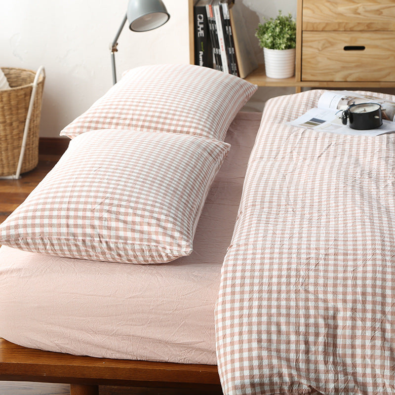 Washed Cotton Four-piece bedding Checked set