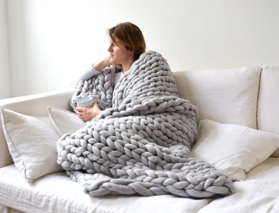 Nordic Thick Wool Hand-Woven Luxury Blanket Julia M Home & Kitchen