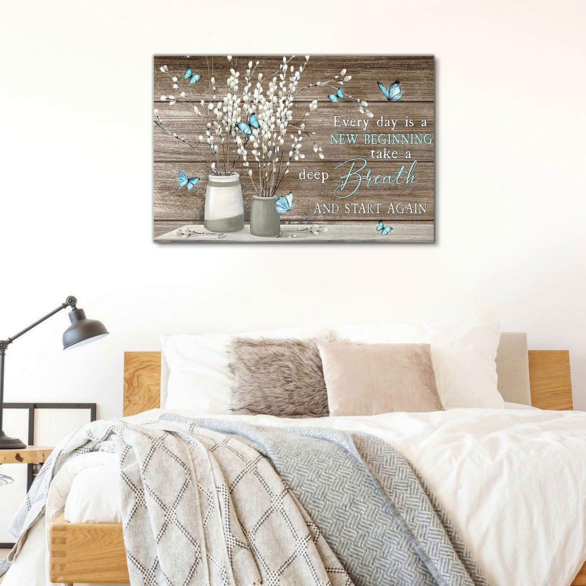 1pc Framed Painting Flowers And Butterfly Canvas Posters And Prints Wall Art Pictures With Frame For Living Room & Bedroom, Home Decoration, Festival Gift For Her/Him, Ready To Hang