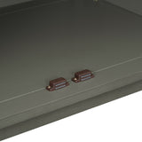 Side panel with 4-door large storage buffet, adjustable shelves and metal handles (antique gray)
