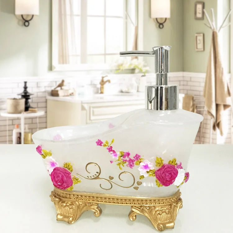 European Liquid Soap Bottle Resin Bathtub Shape Bathroom Sanitizer Bottles Shampoo Shower Gel Wristband Dispenser Accessories Julia M Home & Kitchen
