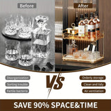 Versatile Whiskey & Glassware Organizer Tray - Perfect for Kitchen, Bathroom Countertops | Includes Drain Board & Spice Rack - Julia M LifeStyles