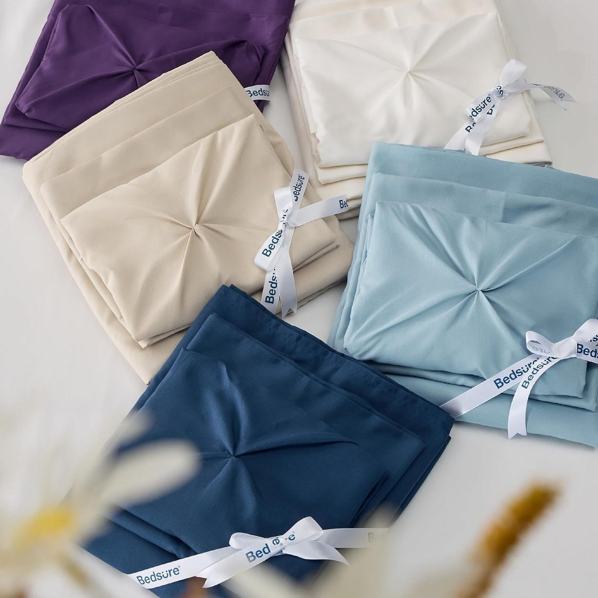 Cozy Pinch Pleat 5/7pcs Comforter Set by Bedsure Julia M LifeStyles