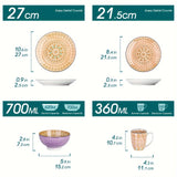 Japanese Style Porcelain Dinnerware Set - 16 Pcs for 4, Microwave & Dishwasher Safe Julia M LifeStyles