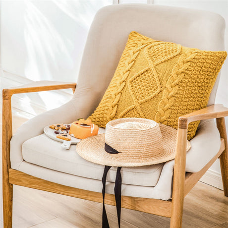 Home Soft Pillow Case in Rich Turmeric & Coffee Tones – 45x45 cm