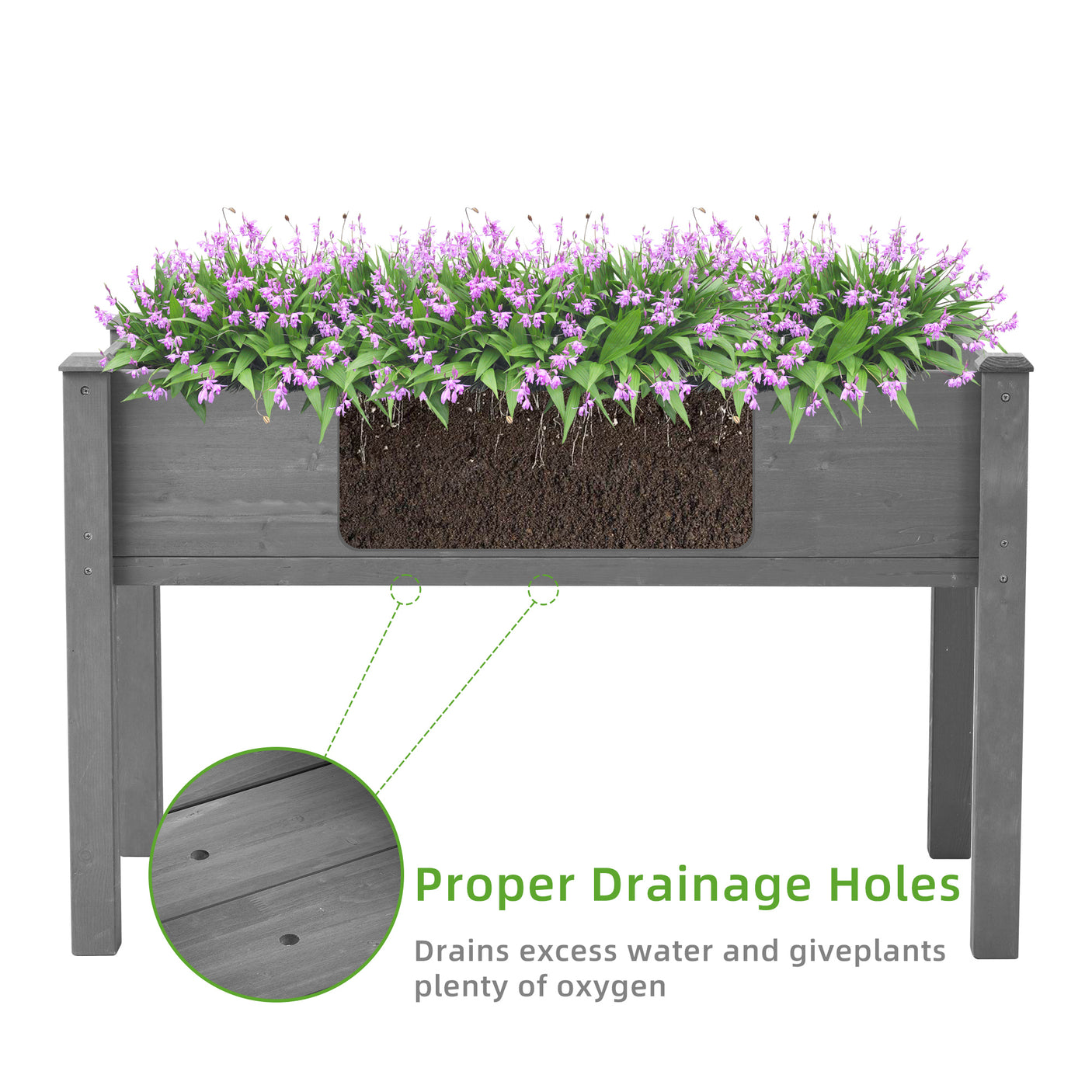 Raised Garden Bed with Legs, Elevated Wooden Planter Box for Outdoor Plants - Julia M LifeStyles