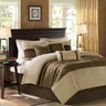 Luxurious 7 PC Pieced Faux Suede Comforter Set in Natural for Queen Size Beds