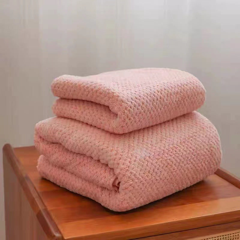Wide Stripe Dark Stripe Coral Velvet Printing Towels Suit