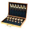 24pcs Gold Dinnerware Set Stainless Steel Tableware Set Knife Fork Spoon Luxury Cutlery Set Gift Box