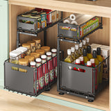 Luxury 2-Tier Adjustable Pull-Out Cabinet Organizer – Premium Carbon Steel Storage Solution