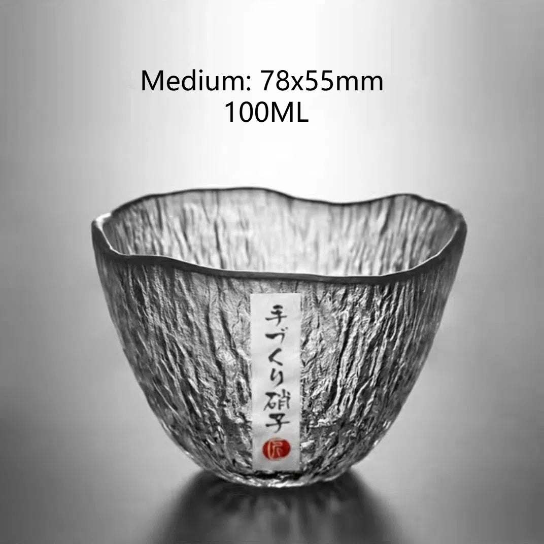 Small personal cup tea tasting cup hammer patterned kung fu heat-resistant glass single cup small cup tea cup Julia M Home & Kitchen