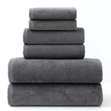 Solid Color Simple Towels 6-piece Cotton Suit