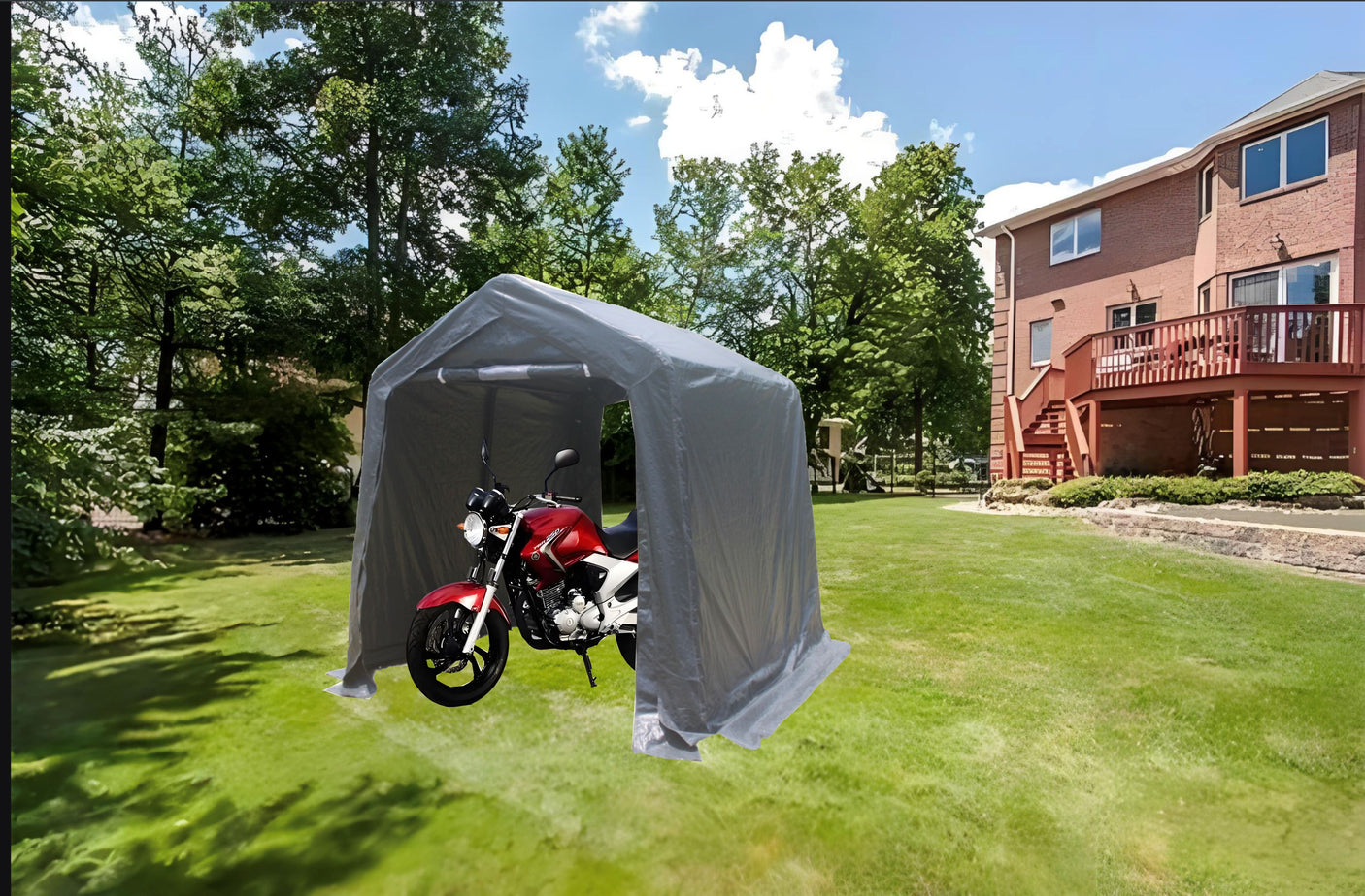 7x12 ft Outdoor Gazebo Portable Storage Shelter Shed with 2 Roll up Zipper Doors & Vents Carport - Julia M LifeStyles