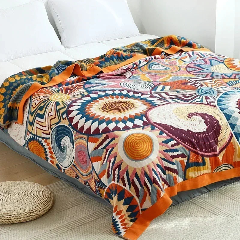 Bohemian Nordic Cotton Flannel Blanket – Ultra Soft, Stylish & Durable