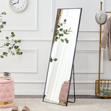 Aluminum Alloy Metal Frame Wall-Mounted Full-Length Mirror Black 65 x 23"