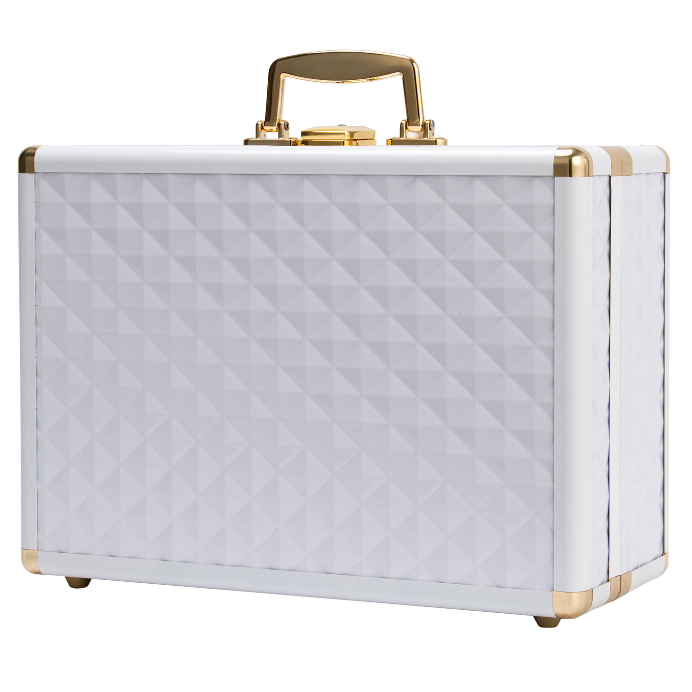 Portable makeup case, travel makeup bag with LED mirror, locked makeup storage box, brush holder, divider, rechargeable, white - Julia M LifeStyles